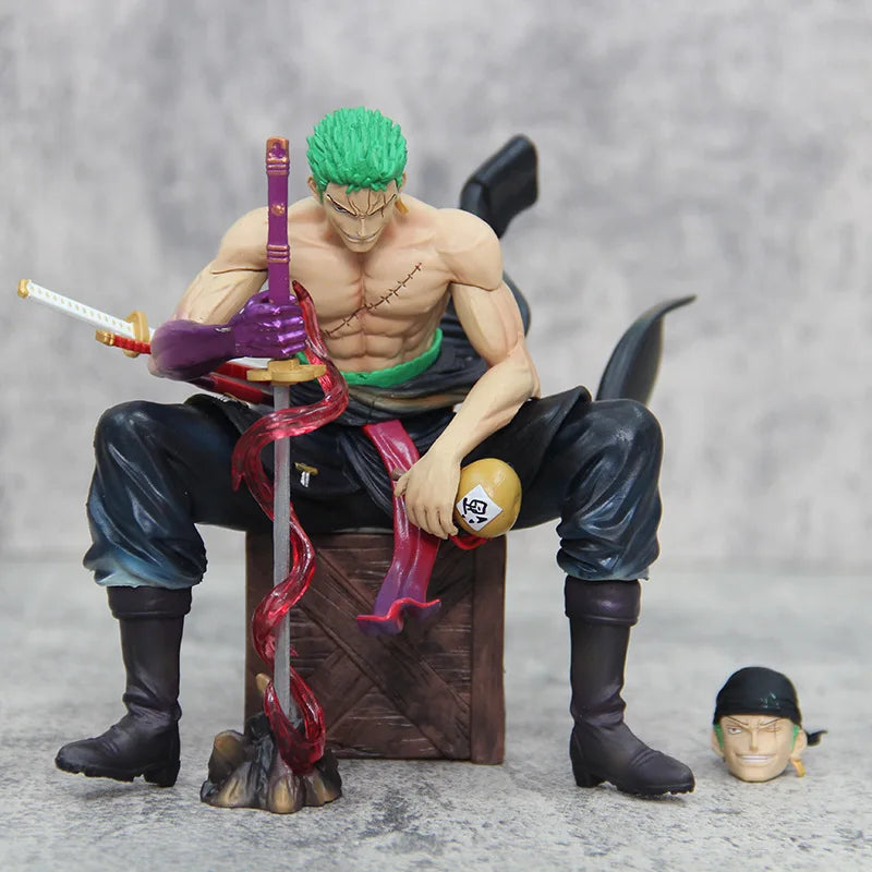 15cm One Piece Zoro Anime Figures Sit Roronoa Zoro Action Figurine 2 Heads Pvc Statue Room Collection Model Decoration Toys Gift 15cm One Piece Zoro Anime Figures Sit Roronoa Zoro Action Figurine 2 Heads Pvc Statue Room Collection Model Decoration Toys Gift